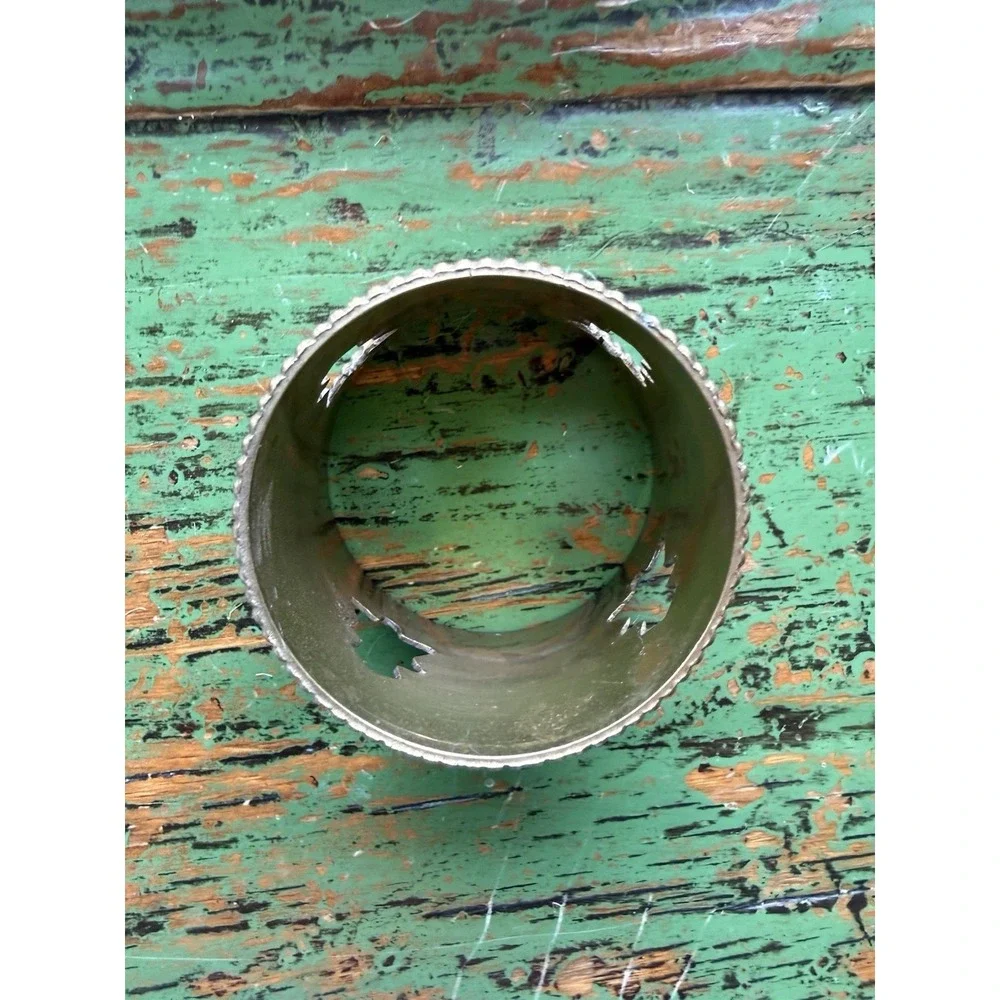 Vintage Brass Christmas Tree Cut Out Napkin Rings Holder Set of 7 Christmas